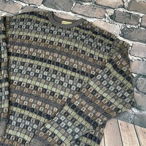 Vintage Tricots St. Raphael Abstract Geometric Grandpa Sweater Mens XL Wool